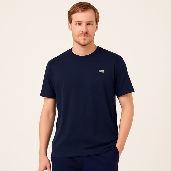 Lacoste NEW Men’s Sport Breathable Classic T-shirt Navy Pima Cotton in XXL - Picture 1 of 9